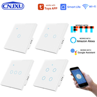 Interrupteur mural intelligent WiFi EU pour maison connectée, compatible Smart Life APP, Google Home/Alexa, avec panneau tactile en verre trempé