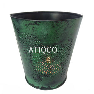 Bougeoir en métal de conception d'os vert trous Unique décoration de table votive moderne support de photophore cylindrique dernier fer votif - Product Image 4