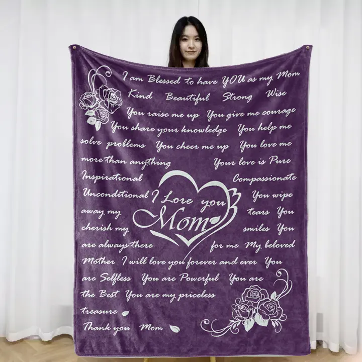 Factory Direct Flannel Fleece Digital Print Gift Blanket Printed Customized Super Soft Letter Sublimation Throw Blanket