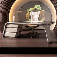Ensemble chaise de bureau et bureau informatique de luxe léger pour villa, design italien minimaliste en bois massif, pour bureau de direction, Chine