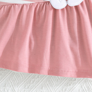 ชุดเดรสเด็กผู้หญิงลำลองน่ารักพิมพ์ลายกระต่ายน่ารักคอกลมแขนสั้นจับจีบพร้อมโบว์สำหรับเด็กอายุ 3-7 ปีฤดูร้อนทรงเอ-ไลน์ - Product Image 6