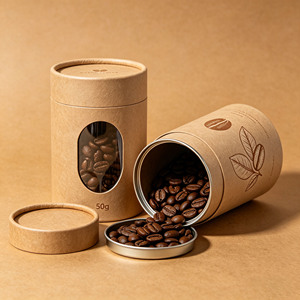 Tube en papier personnalisé de haute qualité avec fenêtre, étiquette privée, cylindre à café, conteneur à couvercle facile à ouvrir - Product Image 1