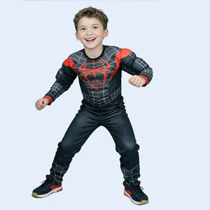 Hongtao Miles Spider Muscle Suit Kids Halloween Costume Black Red Boys <b>Performance</b> <b>Wear</b> Stage Outfit Size L - Product Image 4