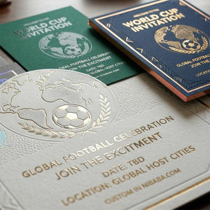 Invitación de Papel para Eventos Deportivos de Fútbol, con Textura en Relieve de Lujo, Impresión Personalizada, Estampado en Lámina Dorada, Tarjeta de Felicitación - Product Image 6