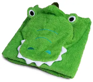 M844卡通动物主题儿童鳄鱼脸浴帽毛巾快干超吸水浴巾儿童