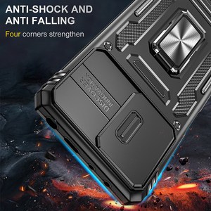 Funda de teléfono con soporte de anillo de armadura protectora de lente de cámara deslizante para Xiaomi Poco X6 F5 X5 X4 Pro / <span class=keywords><strong>Redmi</strong></span> K70E / <span class=keywords><strong>Redmi</strong></span> Note <span class=keywords><strong>12</strong></span> Turbo - Product Image 2