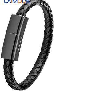 LAIMODA, pulsera creativa, Cable de datos, cuerda de cuero PU, pulsera inalámbrica con cuentas de Buda, Cable de carga adecuado para teléfono tipo C - Product Image 1