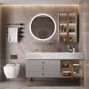 Torage para <span class=keywords><strong>lavabo</strong></span> <span class=keywords><strong>de</strong></span> baño, <span class=keywords><strong>mueble</strong></span> <span class=keywords><strong>de</strong></span> madera con luz LED <span class=keywords><strong>de</strong></span> lujo, nuevo y moderno - Product Image 3