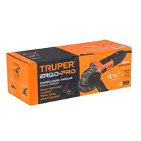 Meuleuse d'angle professionnelle TRUPER ERGO PRO 4-1/2" 1100W avec interrupteur à palette et disque de meulage