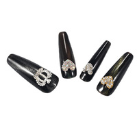 Breloques 3D en alliage pour nail art, motifs chat, cœur, cygne, ailes, couronne, nœud, strass, décorations DIY – Vente chaude