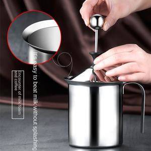 Distributeur de crème fouettée <span class=keywords><strong>manuel</strong></span> en acier inoxydable 304, mousseur à lait pour café et cappuccino, mousseur à lait - Product Image 3