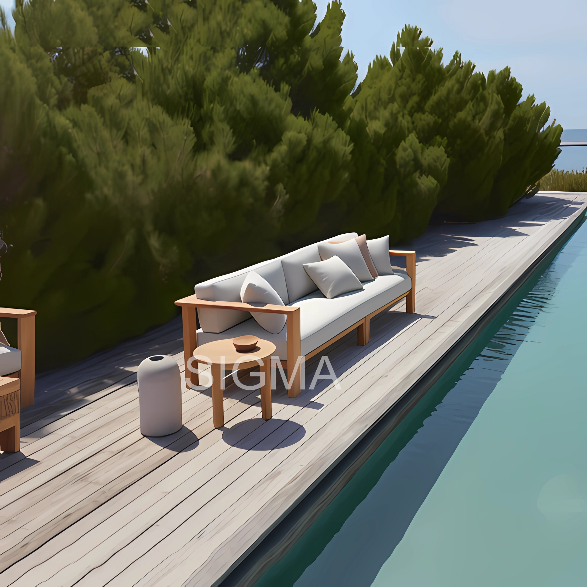 Solid Teak Wooden Furniture Leisure Unique Design Teak Sofa Outdoor Furniture Sets Waterproof