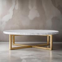 Table basse ronde et moderne en marbre, meuble de salon, base en acier inoxydable, vente en gros,