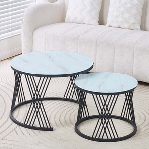 Modern Portable Durable Stainless Steel Frame <strong>Round</strong> Wooden Coffee <strong>Table</strong> Suit Home or Villa Living Room Furniture - Product Image 3