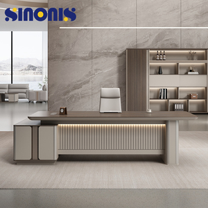 Sinonis CEO Wooden Convertible Extendable Freestanding Modern Luxury Executive <b>Office</b> Desk with Box Drawer - Product Image 3