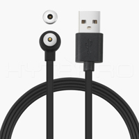 HYTEPRO M523 Rundes Magnetisches 2-Pogo-Pin-Ladekabel, USB-A-Stecker 2A Flachkabel für Smartwatch Medizin- und Unterhaltungselektronik