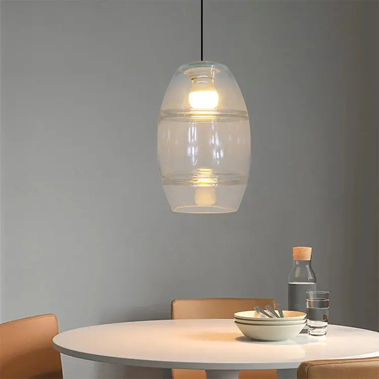Nordic Restaurant Bar Modern Ceiling Clear Oval Shape Glass Lamp Shade For Pendant Light