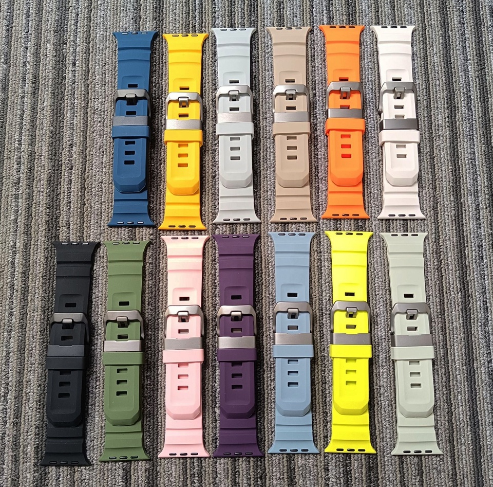 High Quality Trail Silicone Watch Strap For Apple Watch Ultra 2 49mm Band For Iwatch Series 10 9 42 44 45 46 Mm