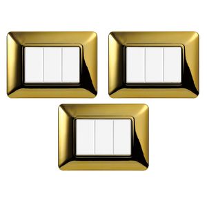 Interruptores de pared Gloca de 3 bandas, 3P, plástico dorado brillante, duradero, para Matix - Product Image 1