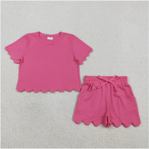 Ensemble de shorts pour filles GSSO3176, couleur unie, bord festonné - Product Image 2