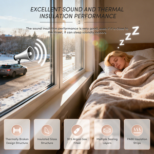 Ouna nfrc mỹ bảo mật cao đôi kính cường lực tác động bão phá vỡ nhiệt nhôm cửa sổ trượt với flyscreen - Product Image 5