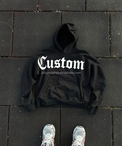 All'ingrosso stile Street da uomo felpe con cappuccio in <span class=keywords><strong>tinta</strong></span> <span class=keywords><strong>unita</strong></span> stampa logo decorazione con Design corto da uomo per tenere in caldo felpa con cappuccio - Product Image 1