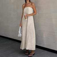Nouvelle Collection : Robes Longues Décontractées en Lin et Coton pour Femme – Modèle Simple et Élégant, Sans Manches, Style Bustier