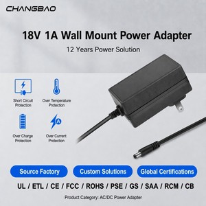 อะแดปเตอร์แปลงไฟ <span class=keywords><strong>18V</strong></span> <span class=keywords><strong>1000mA</strong></span> AC DC 18W สำหรับไฟ LED, บูสเตอร์, หุ่นยนต์, วิทยุ, ไซเรน, ลำโพง, เราเตอร์ อะแดปเตอร์แปลงไฟ <span class=keywords><strong>18V</strong></span> 1A - Product Image 1