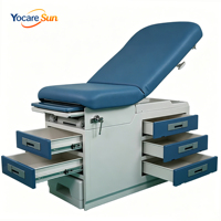 Table d'examen gynécologique en acier avec tiroirs et pédale, lit d'hôpital pour examen et opération, mobilier médical