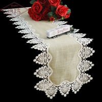 Nouvelle arrivée : Nappe carrée anti-plis et anti-taches, motif végétal, en mélange de lin avec bordure en dentelle, style moderne, tissée pour la maison, la plus vendue