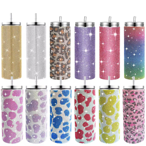 Rhinestone Glitter Stainless Steel Eco-Friendly <b>Coffee</b> Mug Car Gift for Women Thermal Tumbler Lids Straw 12-24 Hours Insulation - Product Image 1