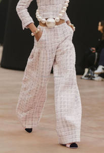 Conjunto de Pantalones y Chaqueta Corta de Tweed de Algodón para Mujer, Estilo Pasarela, Color Rosa y Blanco, Trajes de Tweed de Lana - Product Image 6