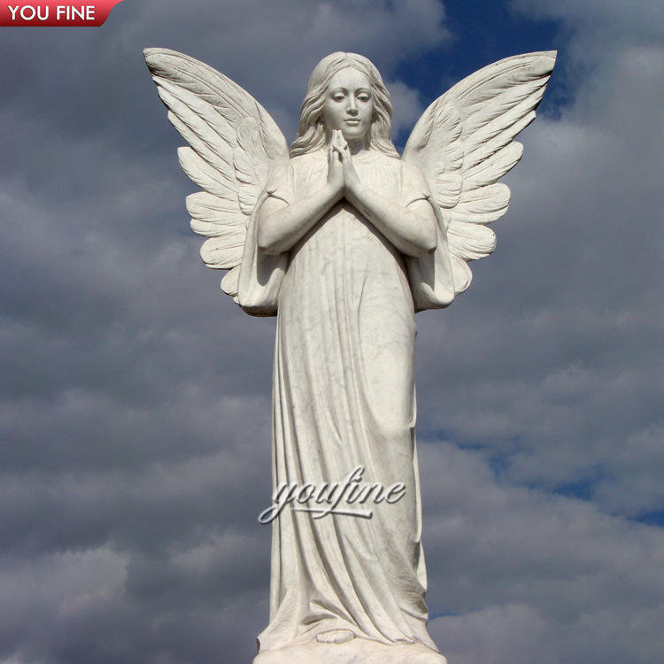 Outdoor Life Size Hand Carved Natural Stone Marble Angel Statue