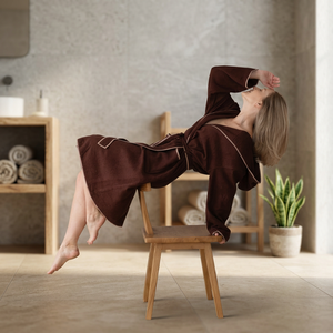 Robe de chambre longue en bambou pour femme, manches longues, couleur unie, en coton doux, style confortable pour l'automne - Product Image 3
