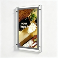 Kotak Lampu Poster LED Profil Ultra Tipis, Bingkai Aluminium Akrilik, Standar A2 A3 A4, Pencahayaan Tepi, Tampilan Menu, Logo Kustom