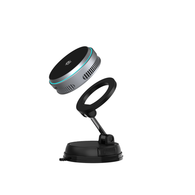 OEM New Arrival 2025 Semiconductor Cooling Car Phone Radiator Holder Magnetic .2 Wireless Car Charger RGB Light Type-C 15W