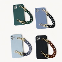 Chaîne de téléphone décontractée bicolore en acrylique brillant, sangle anti-perte pour téléphone, chaîne courte colorée en os de poisson pour sac, chaîne de chapeau, vente en gros