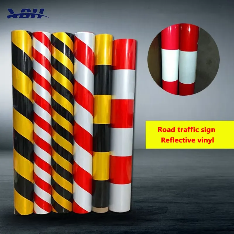Road Warning Sign Material Colorful Self Adhesive Reflective Glass Beads Reflector Panel Safety Caution Marking Tape for Floor