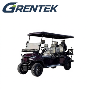 Voiturette de golf électrique GRENTEK 4 places, rouge, surélevée, avec roues et toit noirs, pour routes non publiques - Product Image 4