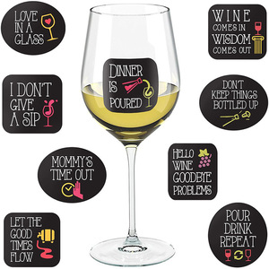 Etiquetas removibles impermeables para vasos de vidrio, decoraciones para fiestas de vino y champán, estilo de dibujos animados rectangulares, impresión digital - Product Image 3