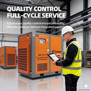 Kelaide KD-185-II 185KW,250HP 15 <b>Bar</b> Industrial Screw Air Compressor Double Stage PM VFD Stationary Oil-Free Air <b>Cooled</b> 380V - Product Image 3