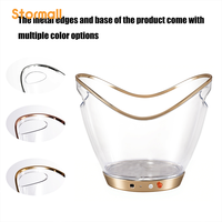 Seau à glace en plastique transparent avec logo personnalisé, avec couvercle, pour le camping, avec lumières LED, capacité 7L/8L/12L