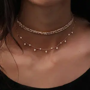 Vershal Boho Star吊坠水晶链Kolye Bijoux Collares Mujer Gargantilha Collier Femme女士项链