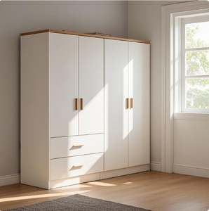 Meubles de chambre à coucher en bois de couleur blanche personnalisés, vente directe d'usine, prix des armoires, placards - Product Image 1