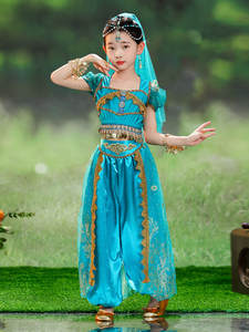 Ensemble de danse du ventre pour filles, style princesse, inspiration indienne et orientale, avec <span class=keywords><strong>sari</strong></span>, costume de spectacle <span class=keywords><strong>Bollywood</strong></span> pour enfants - Product Image 4