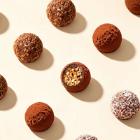 Disponible en OEM/ODM : Boules de chocolat truffé au noix, enrobées de cacao, confiserie, collation