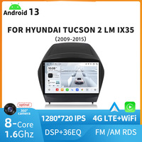 Autoradio Android 9 pouces 1280*720 IPS Car-play, compatible Android Auto, 4G LTE, Android 13, pièces compatibles pour Hyundai Tucson 2 LM IX35 2009-2015