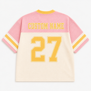 Camiseta deportiva de fútbol para mujer, estilo oversized, con bloques de color, de malla transpirable, manga corta, informal, para aficionadas, estilo streetwear - Product Image 3