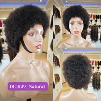 Perruque en cheveux humains brésiliens bouclés afro crépus avec frange, perruque courte et volumineuse de type pixie, fabriquée à la machine, pour femmes noires