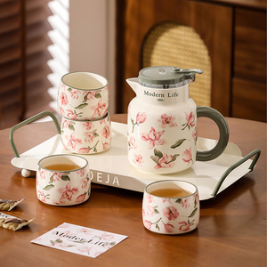 Wholesale Flower Porcelain Tea Set Afternoon Teapot and <b>Cup</b> Set Ceramic Tea <b>Kettle</b> with Filter - Product Image 3